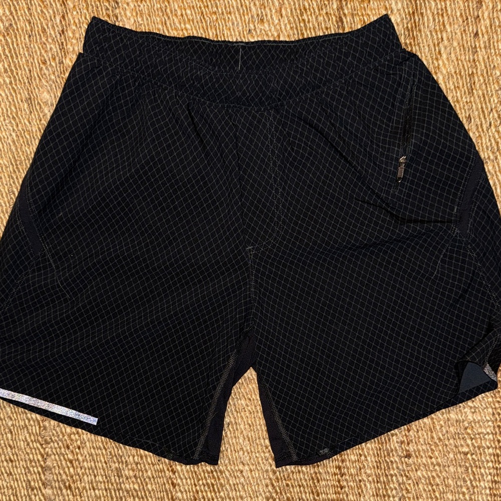 lululemon athletica Men's Black Checkered Athletic Shorts